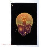 Cute Mystical Halloween Book Of Spells Cat Golf Towel thumb 0