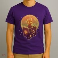 Cute Mystical Halloween Book Of Spells Cat T-Shirt thumb 3