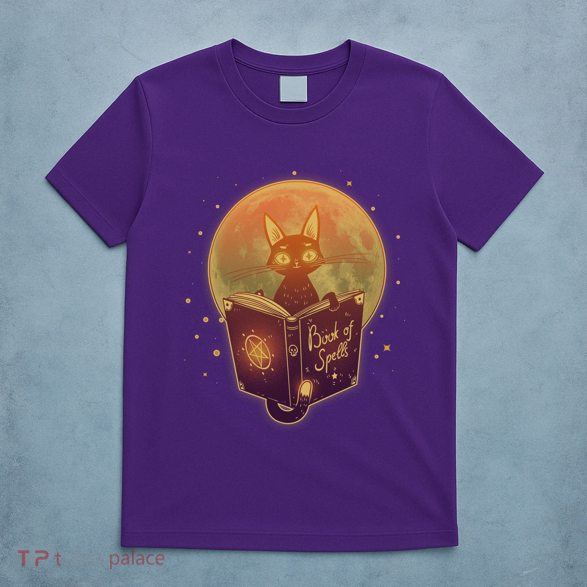Cute Mystical Halloween Book Of Spells Cat T-Shirt