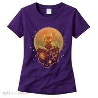 Cute Mystical Halloween Book Of Spells Cat Women's T-Shirt thumb 0