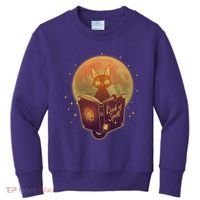 Cute Mystical Halloween Book Of Spells Cat Kids Sweatshirt thumb 0