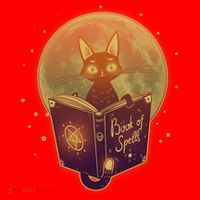 Cute Mystical Halloween Book Of Spells Cat Santa Hat thumb 1