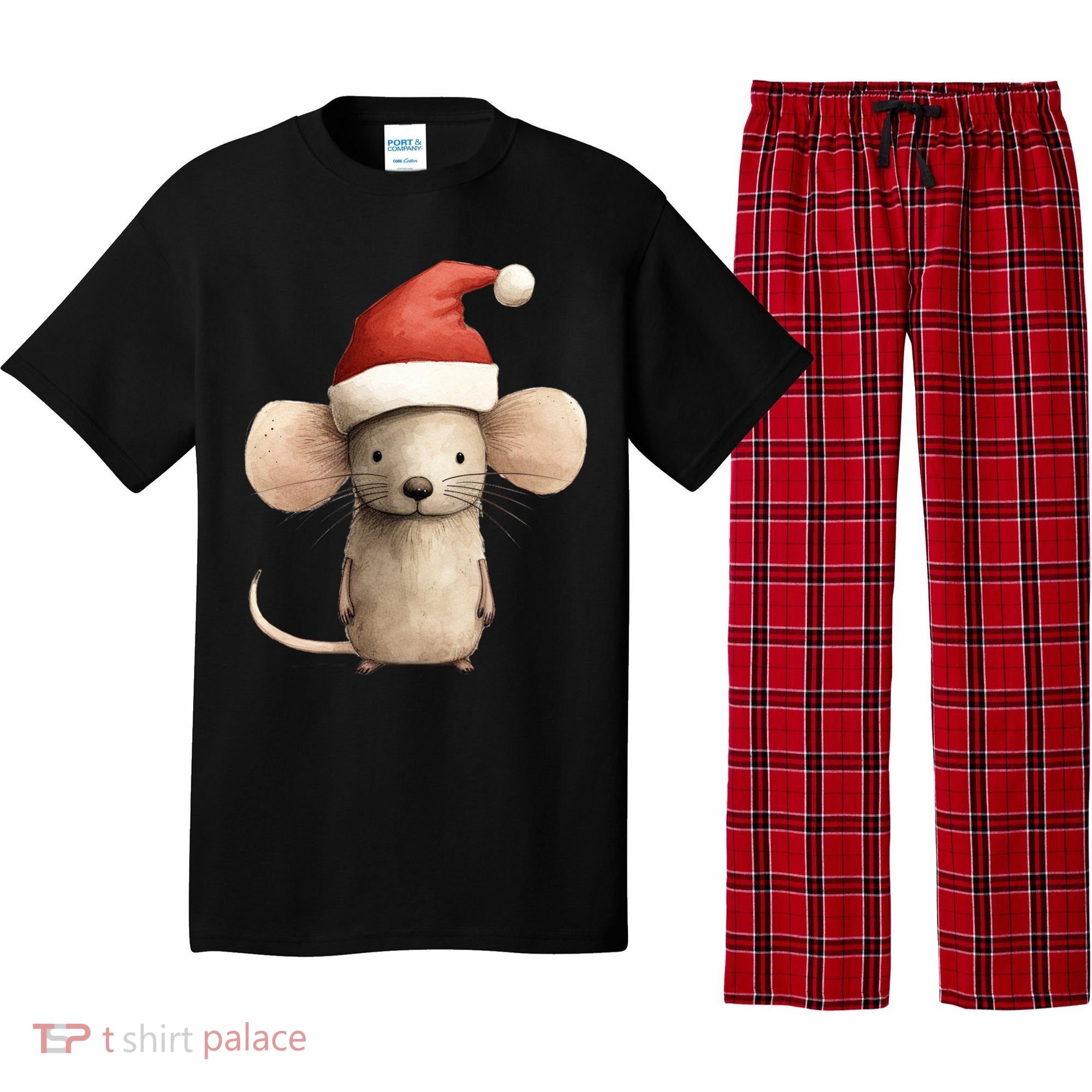 Christmas Mouse In Santa Hat Gift Pajama Set