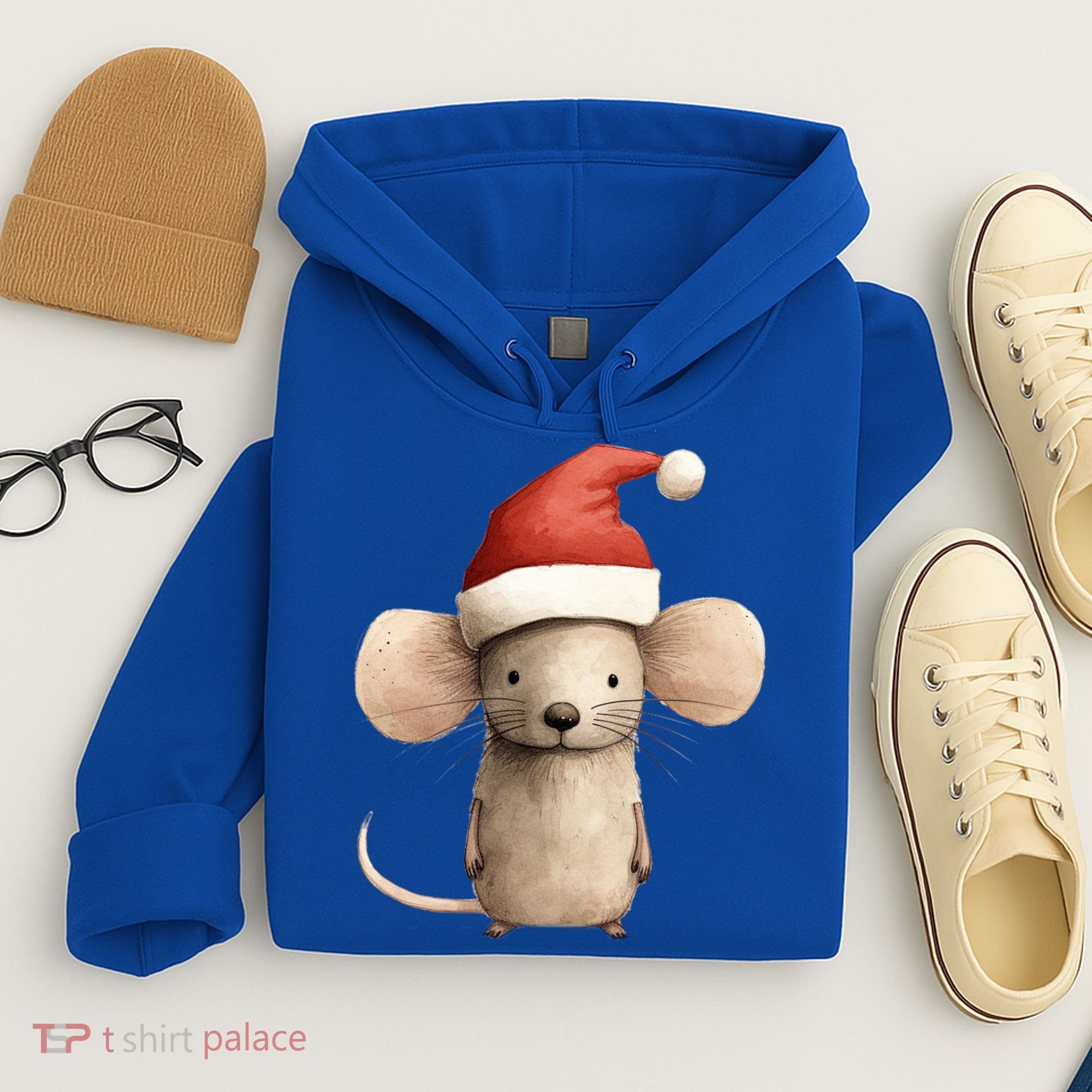 Christmas Mouse In Santa Hat Gift Hoodie