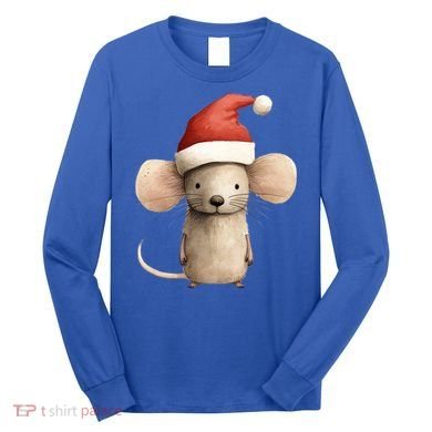 Christmas Mouse In Santa Hat Gift Long Sleeve Shirt