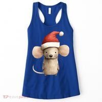 Christmas Mouse In Santa Hat Gift Women's Tank Top thumb 0