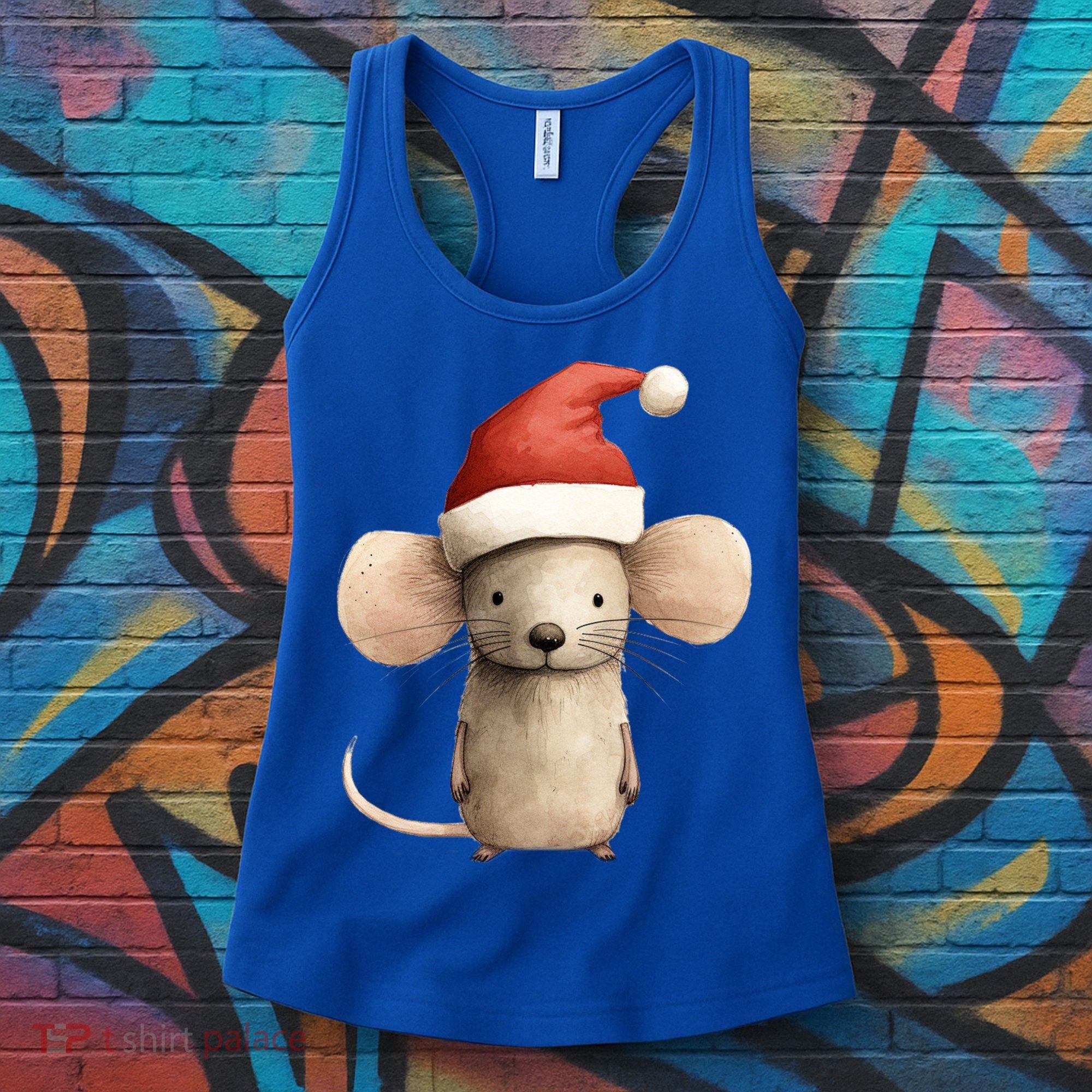 Christmas Mouse In Santa Hat Gift Women's Tank Top