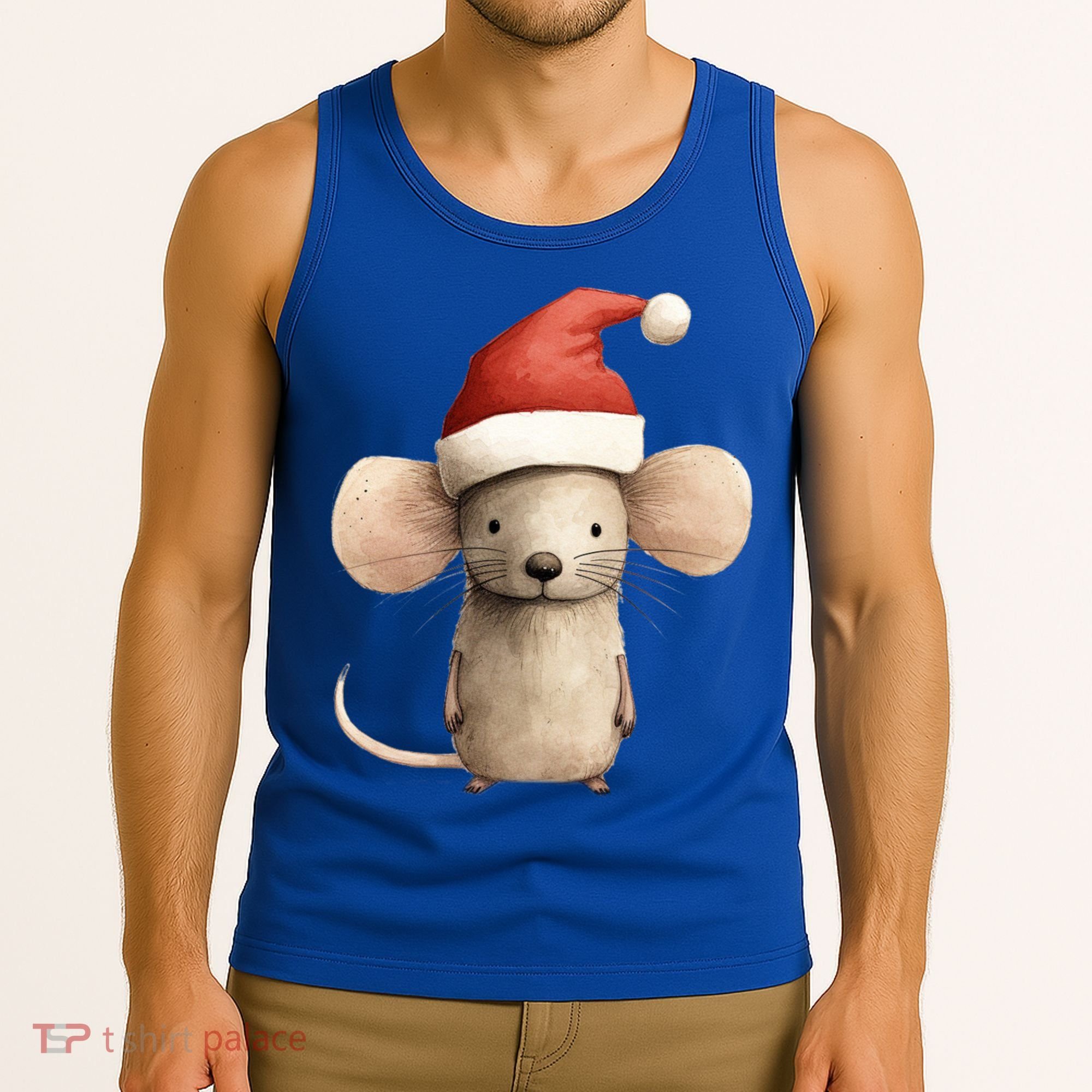 Christmas Mouse In Santa Hat Gift Tank Top