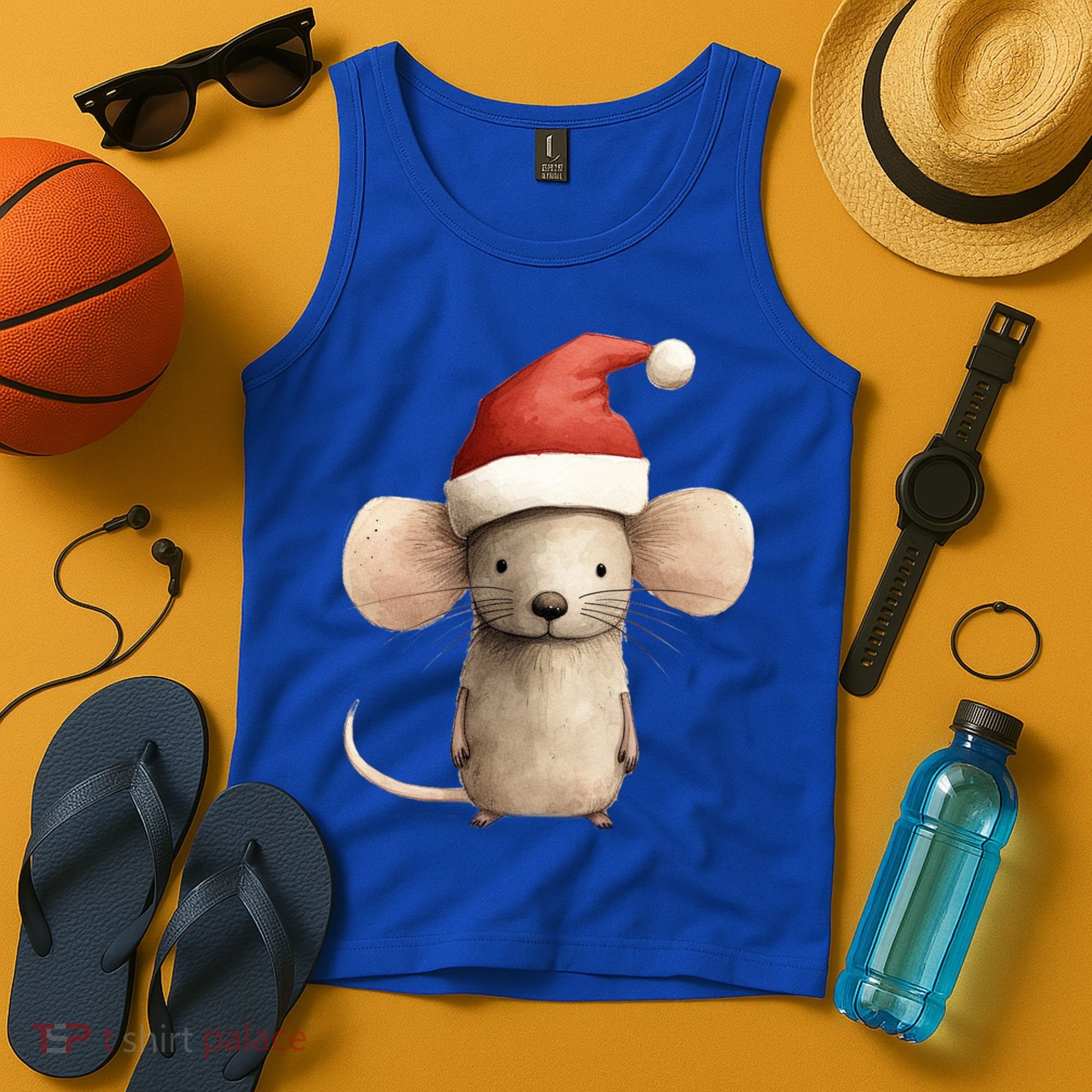 Christmas Mouse In Santa Hat Gift Tank Top