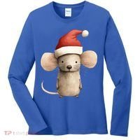 Christmas Mouse In Santa Hat Gift Women's Long Sleeve Shirt thumb 0
