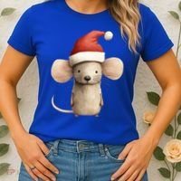 Christmas Mouse In Santa Hat Gift Women's T-Shirt thumb 2