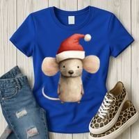 Christmas Mouse In Santa Hat Gift Women's T-Shirt thumb 3