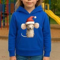 Christmas Mouse In Santa Hat Gift Kids Hoodie thumb 3