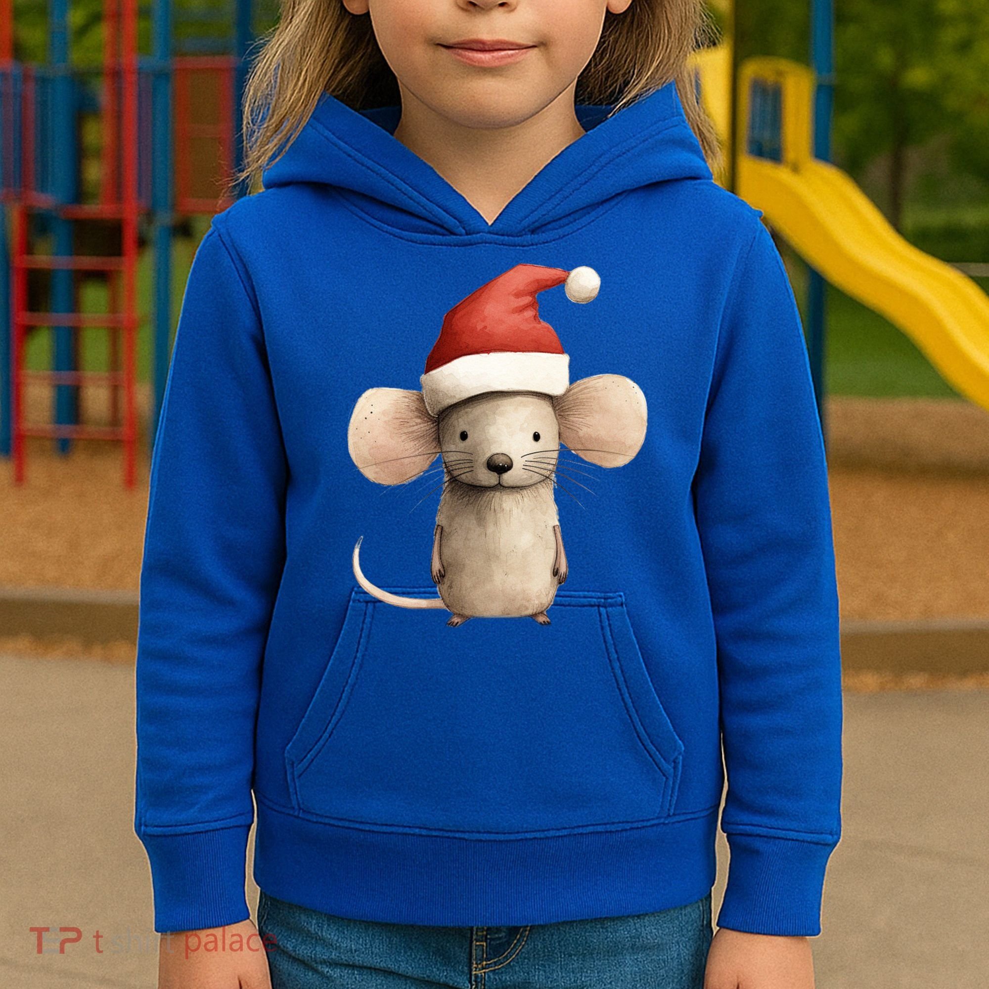 Christmas Mouse In Santa Hat Gift Kids Hoodie