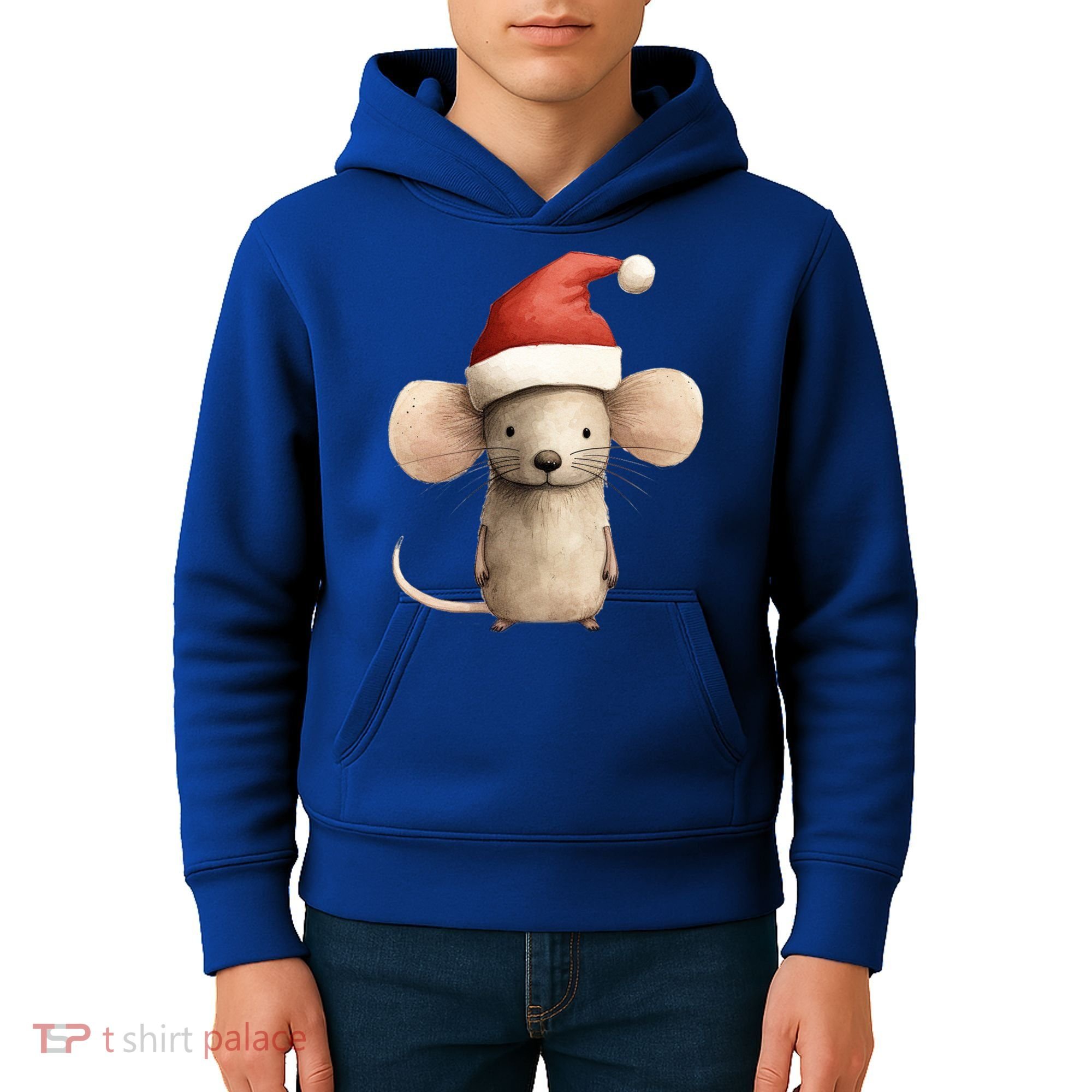 Christmas Mouse In Santa Hat Gift Kids Hoodie