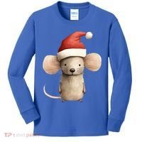 Christmas Mouse In Santa Hat Gift Kids Long Sleeve Shirt thumb 0
