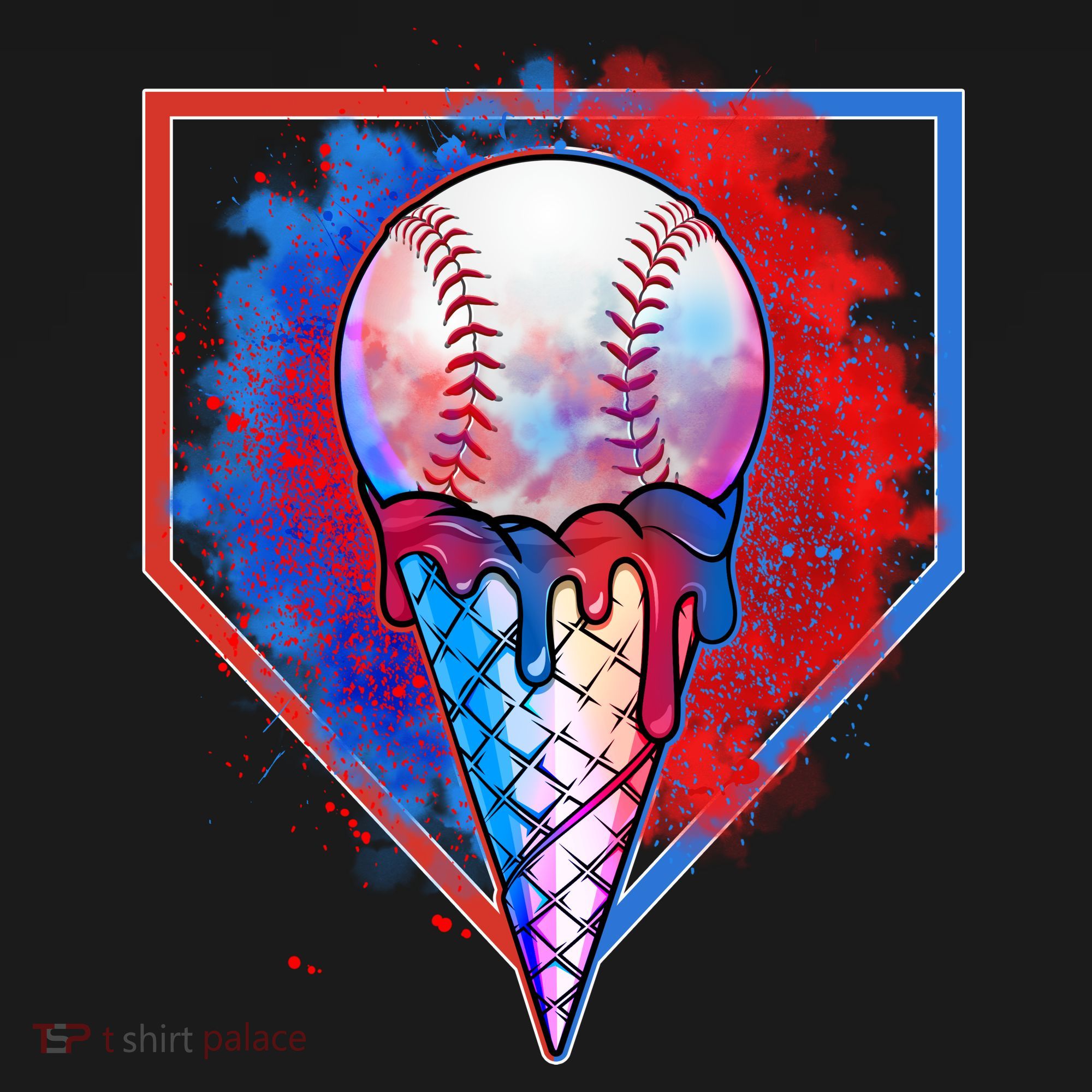 Cute Melting Ice Cream Baseball Ball Home Plate Backpack