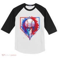 Cute Melting Ice Cream Baseball Ball Home Plate Kids Colorblock Raglan Jersey thumb 0