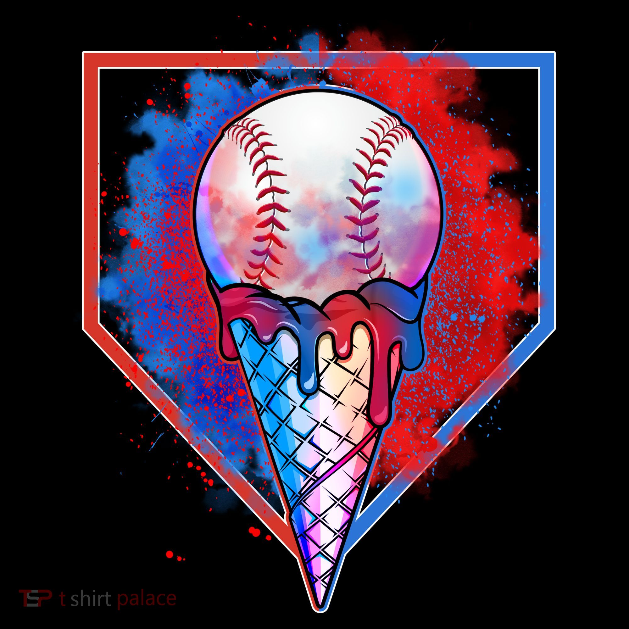 Cute Melting Ice Cream Baseball Ball Home Plate Kids Colorblock Raglan Jersey