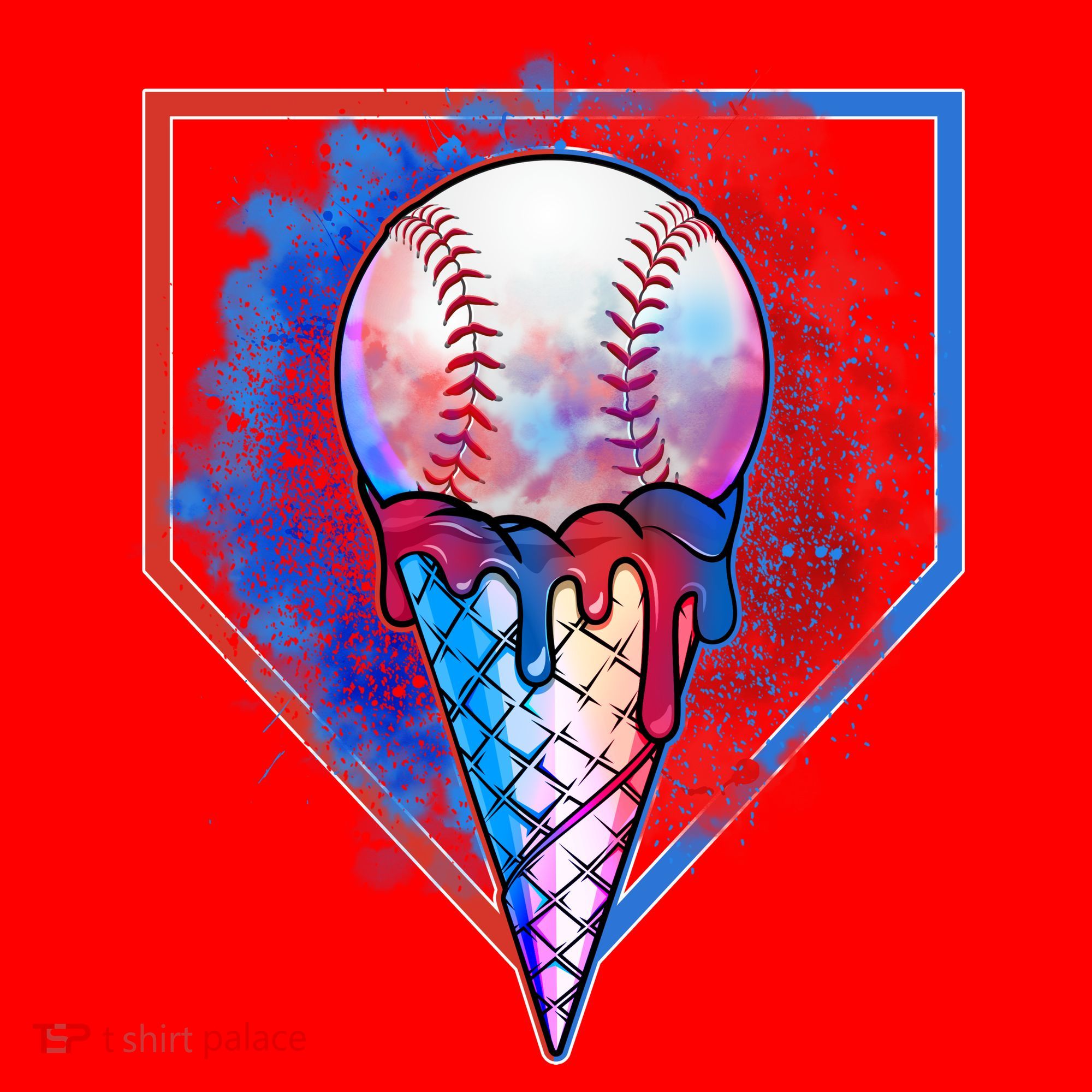 Cute Melting Ice Cream Baseball Ball Home Plate Santa Hat