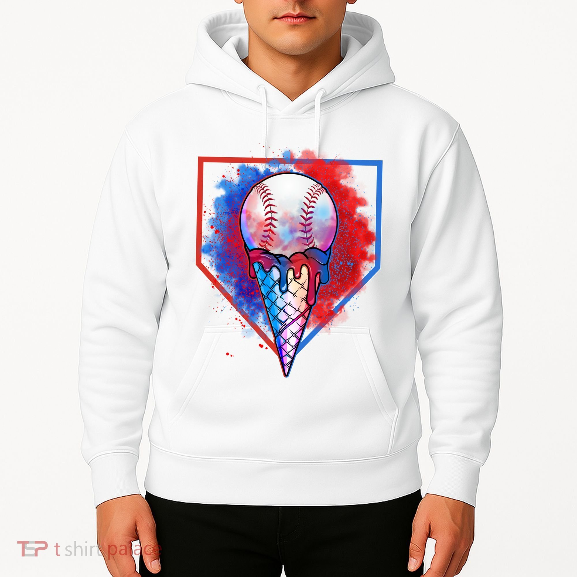 Cute Melting Ice Cream Baseball Ball Home Plate Hoodie