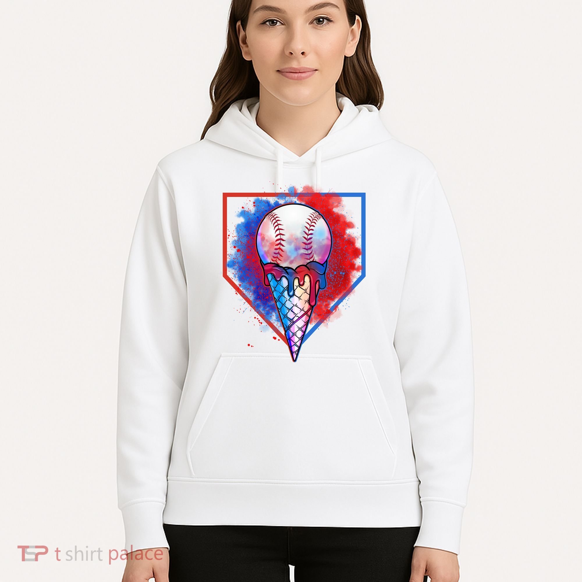 Cute Melting Ice Cream Baseball Ball Home Plate Hoodie