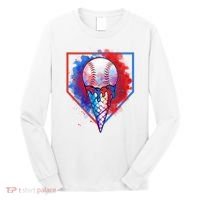 Cute Melting Ice Cream Baseball Ball Home Plate Long Sleeve Shirt thumb 0