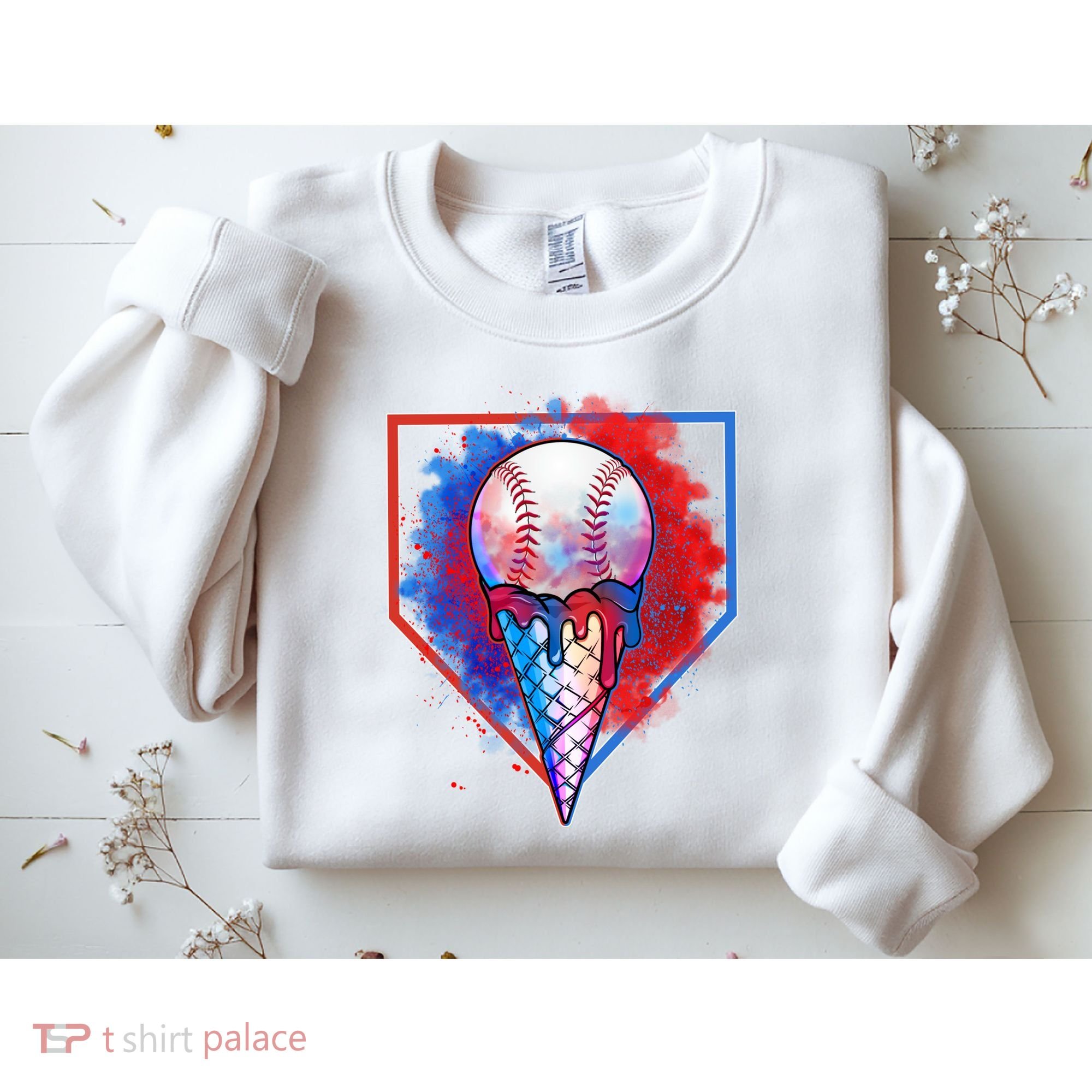 Cute Melting Ice Cream Baseball Ball Home Plate Sweatshirt