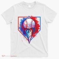 Cute Melting Ice Cream Baseball Ball Home Plate T-Shirt thumb 0