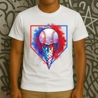 Cute Melting Ice Cream Baseball Ball Home Plate T-Shirt thumb 3