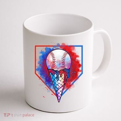 Cute Melting Ice Cream Baseball Ball Home Plate Coffee Mug back