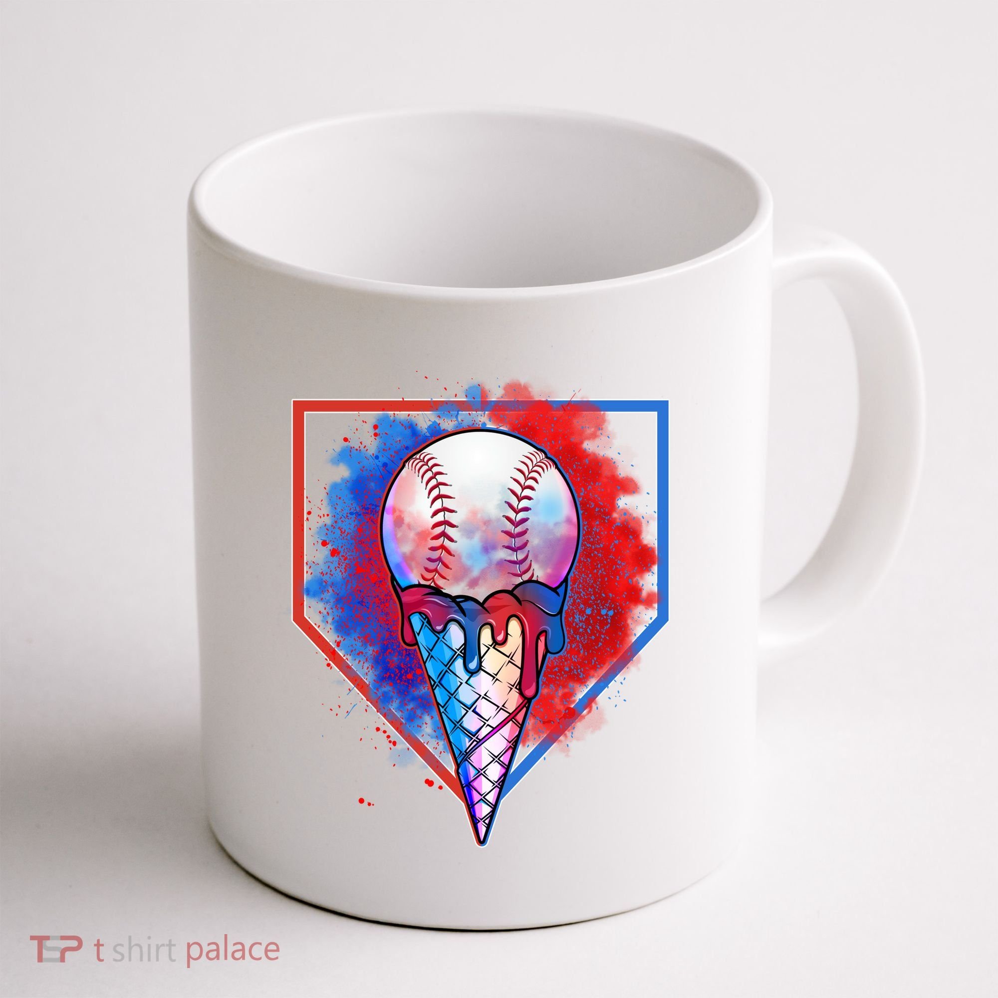 Cute Melting Ice Cream Baseball Ball Home Plate Coffee Mug