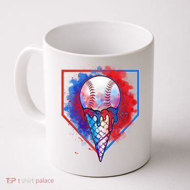 Cute Melting Ice Cream Baseball Ball Home Plate Coffee Mug