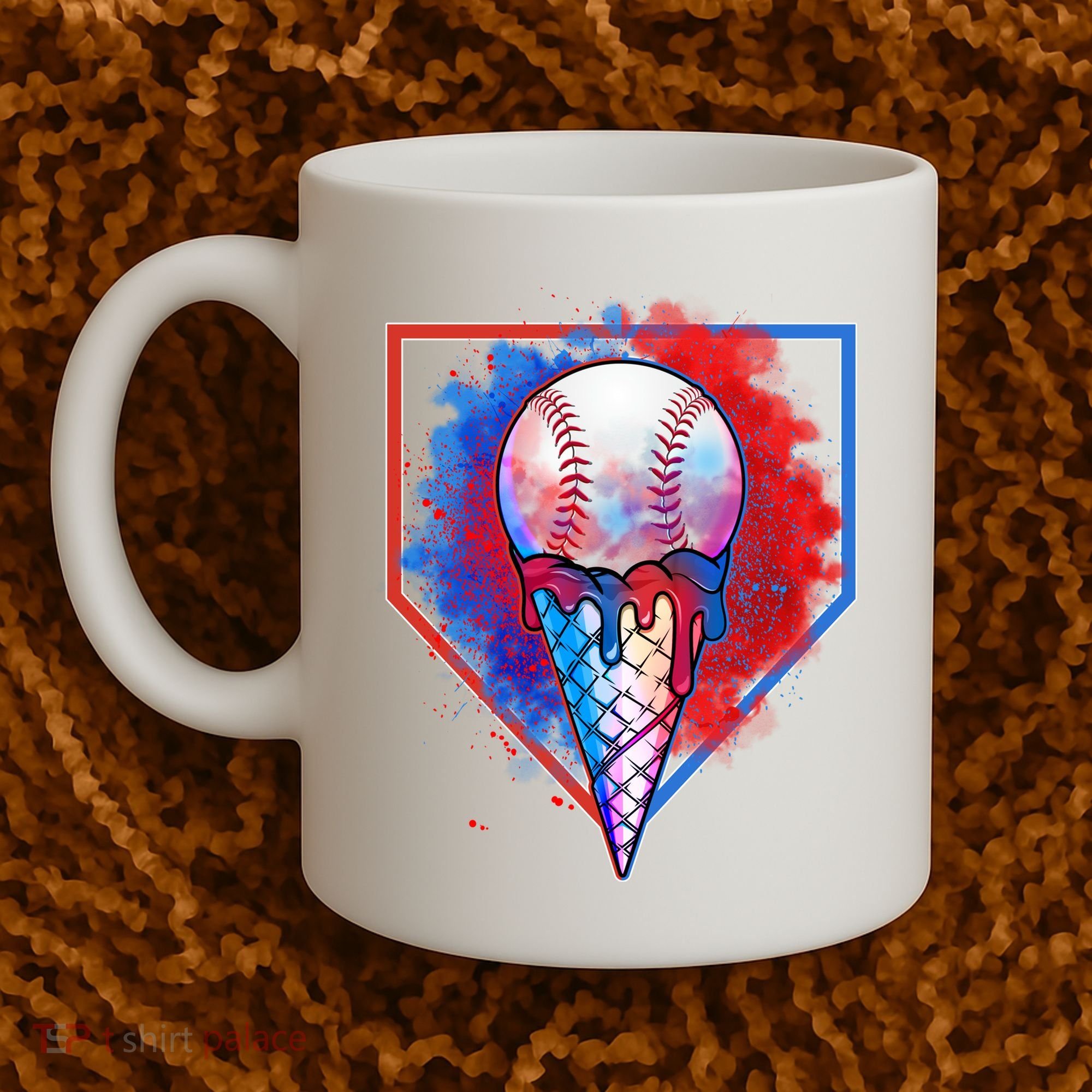 Cute Melting Ice Cream Baseball Ball Home Plate Coffee Mug