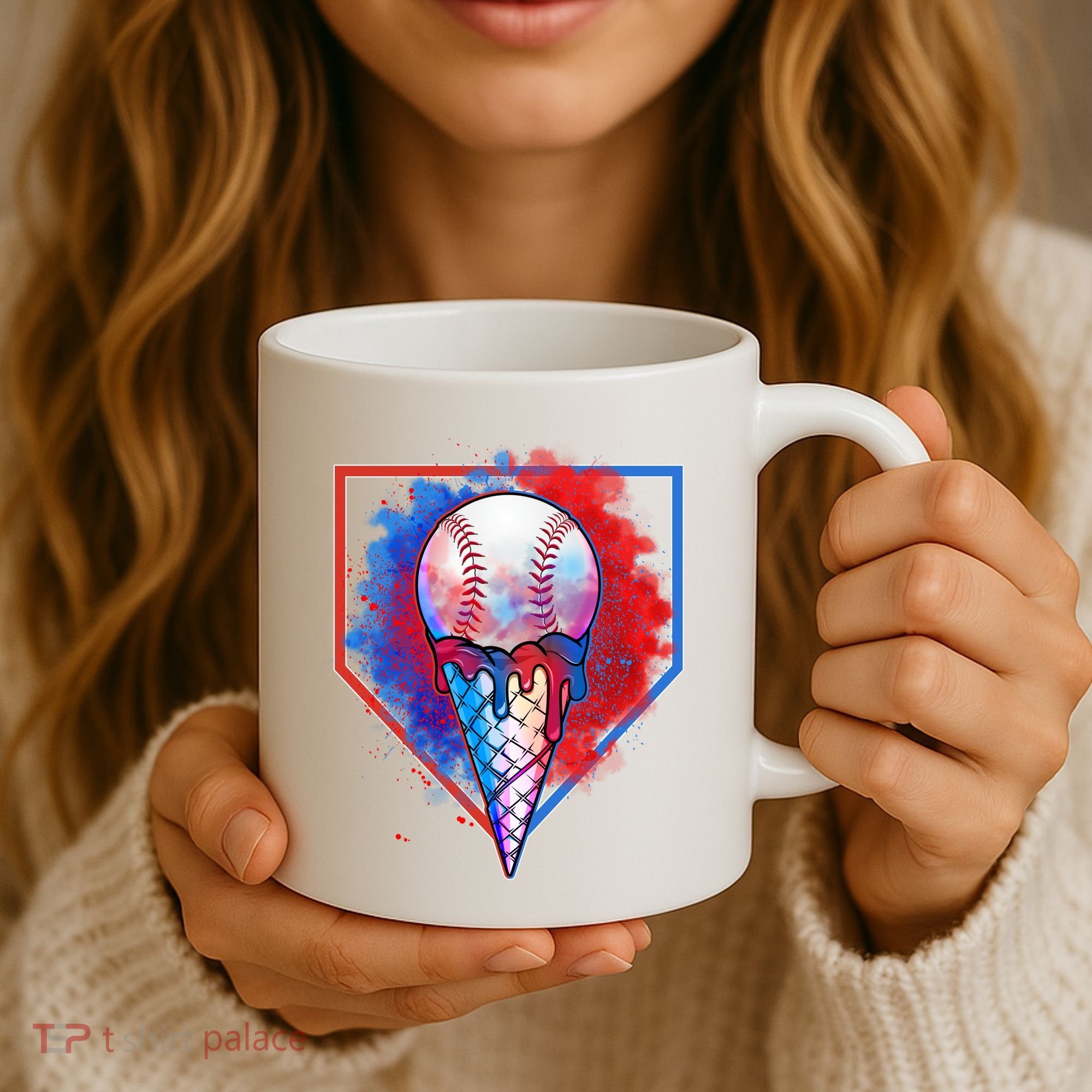 Cute Melting Ice Cream Baseball Ball Home Plate Coffee Mug