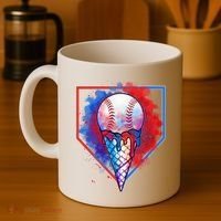 Cute Melting Ice Cream Baseball Ball Home Plate Coffee Mug thumb 4