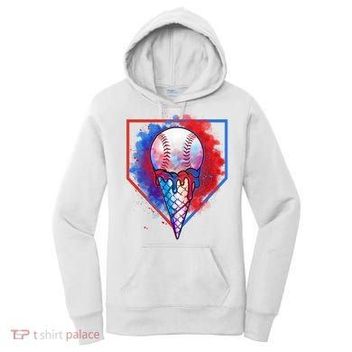 Cute Melting Ice Cream Baseball Ball Home Plate Women's Hoodie