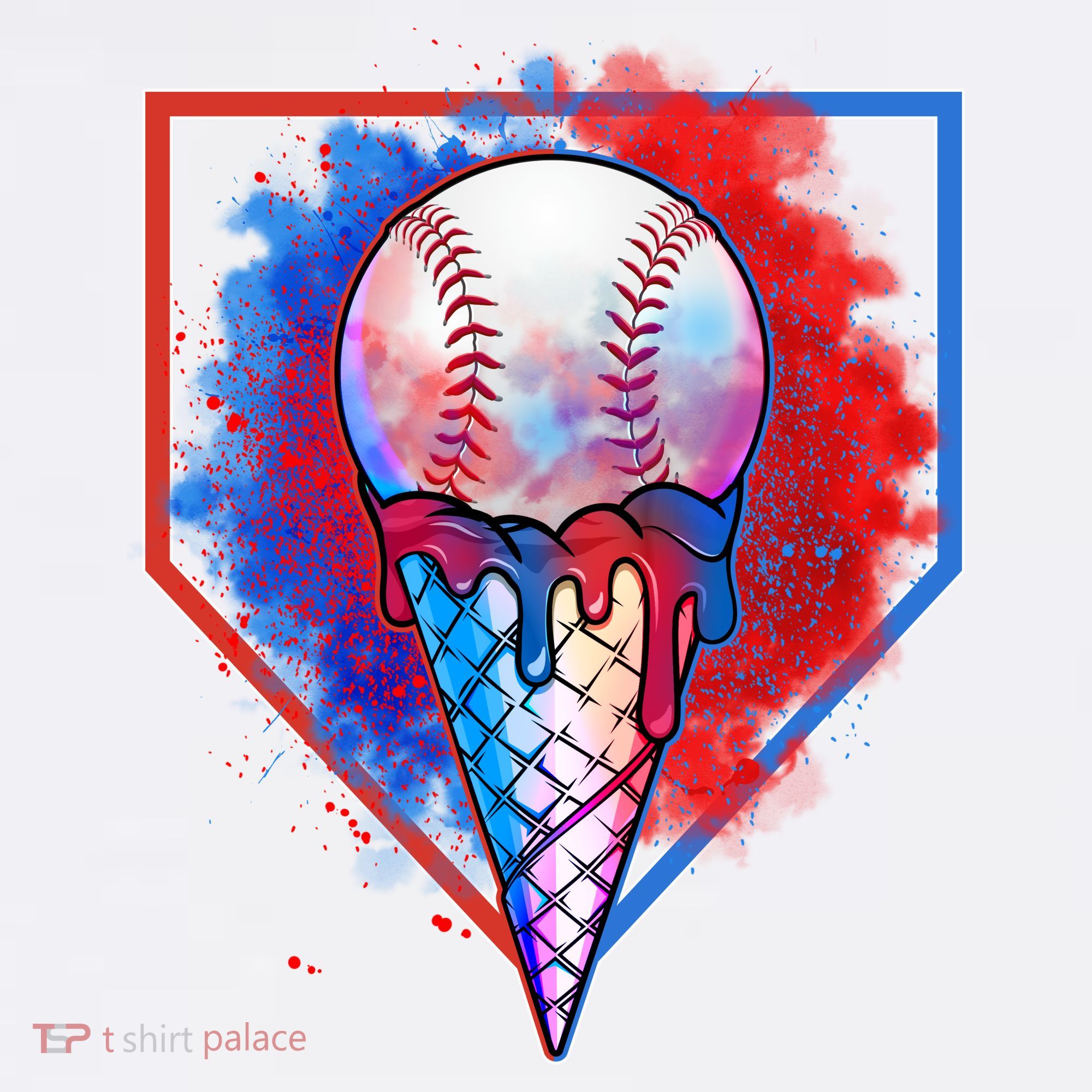 Cute Melting Ice Cream Baseball Ball Home Plate Women's Tank Top