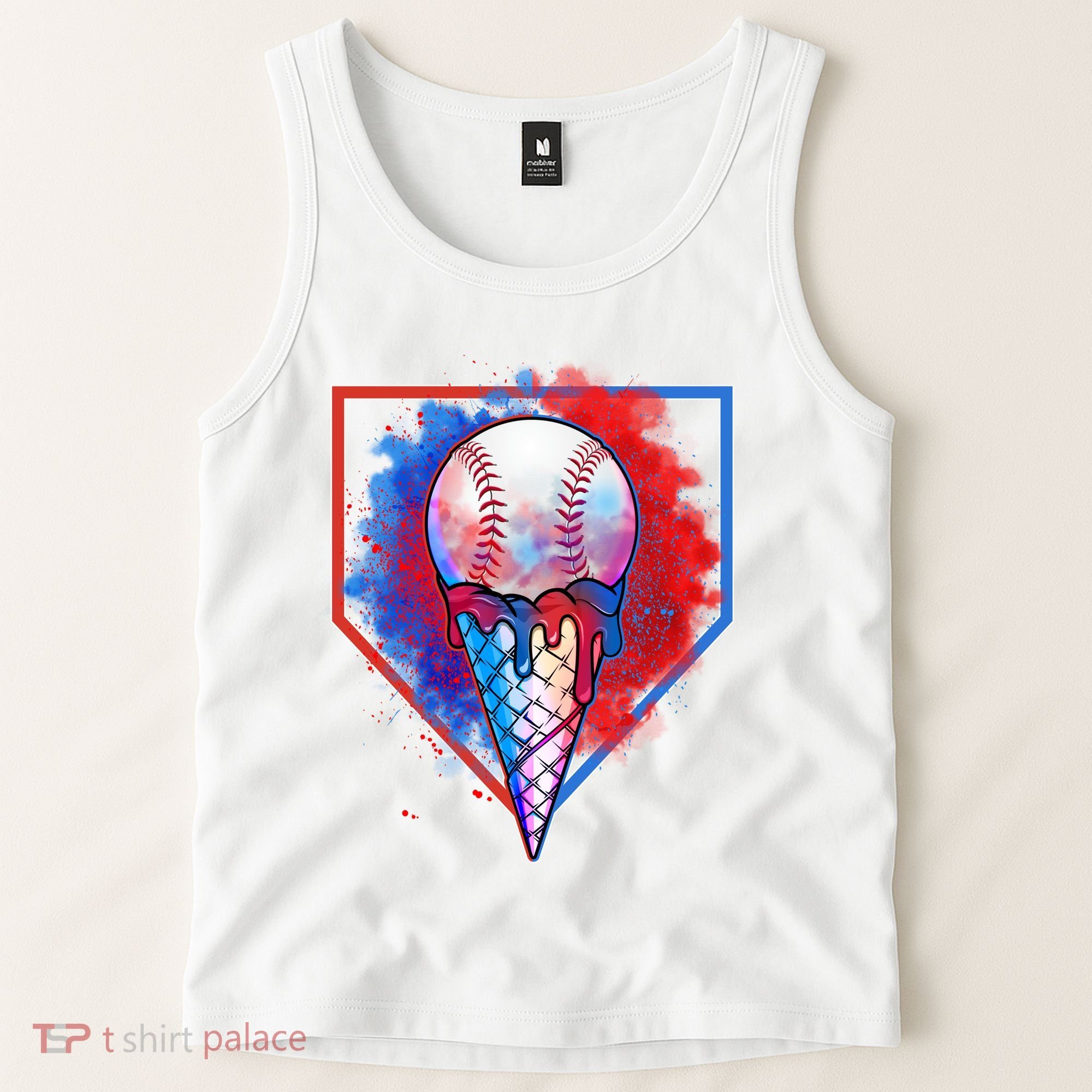 Cute Melting Ice Cream Baseball Ball Home Plate Tank Top
