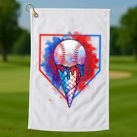 Cute Melting Ice Cream Baseball Ball Home Plate Golf Towel thumb 1