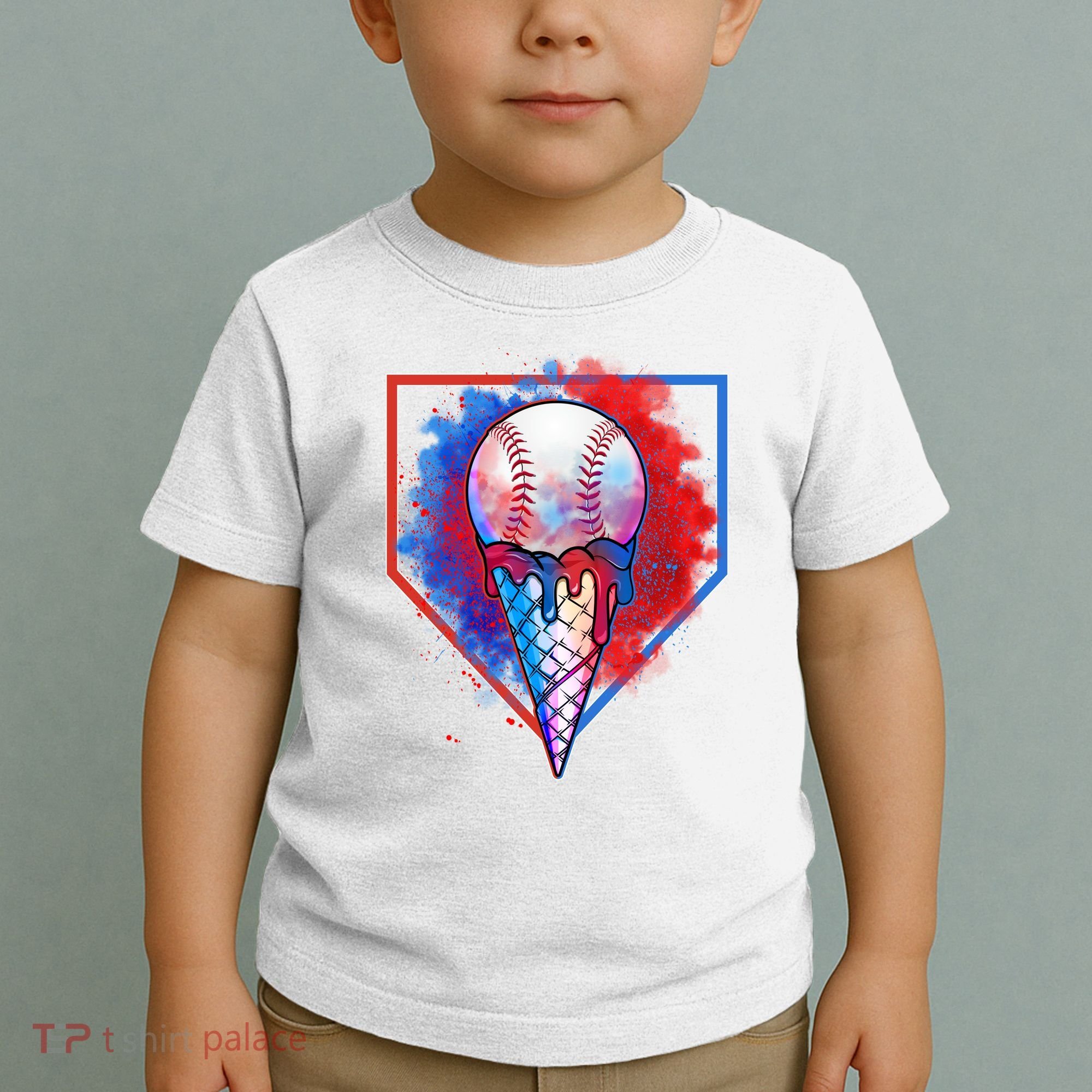 Cute Melting Ice Cream Baseball Ball Home Plate Toddler T-Shirt