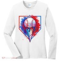 Cute Melting Ice Cream Baseball Ball Home Plate Women's Long Sleeve Shirt thumb 0