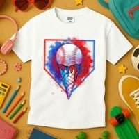 Cute Melting Ice Cream Baseball Ball Home Plate Kids T-Shirt thumb 3