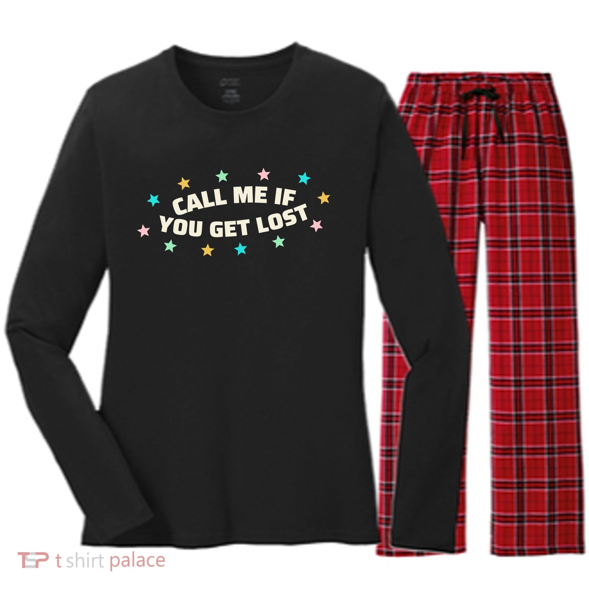 Call Me If You Get Lost Women's Long Sleeve Flannel Pajama Set 