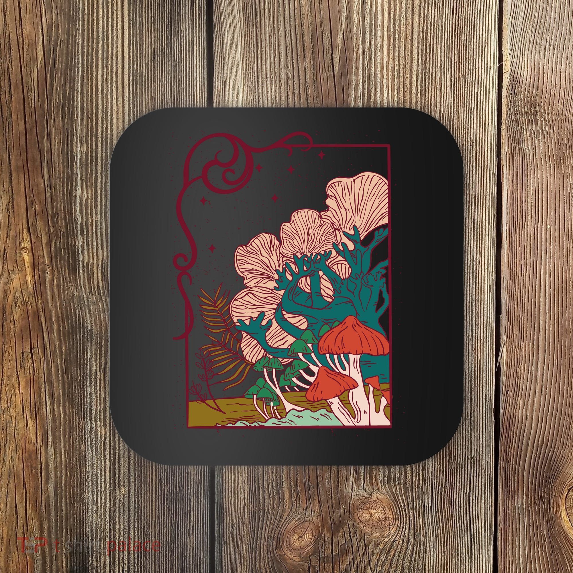 Cool Mushrooms Illustration Coaster