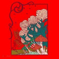Cool Mushrooms Illustration Santa Hat thumb 1