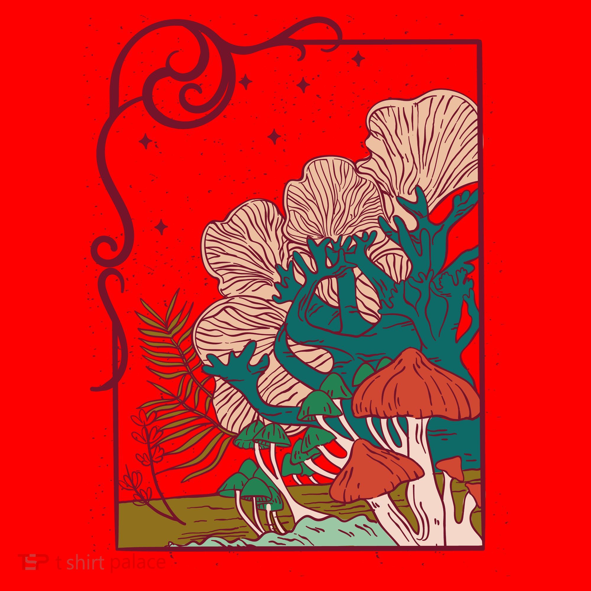 Cool Mushrooms Illustration Santa Hat