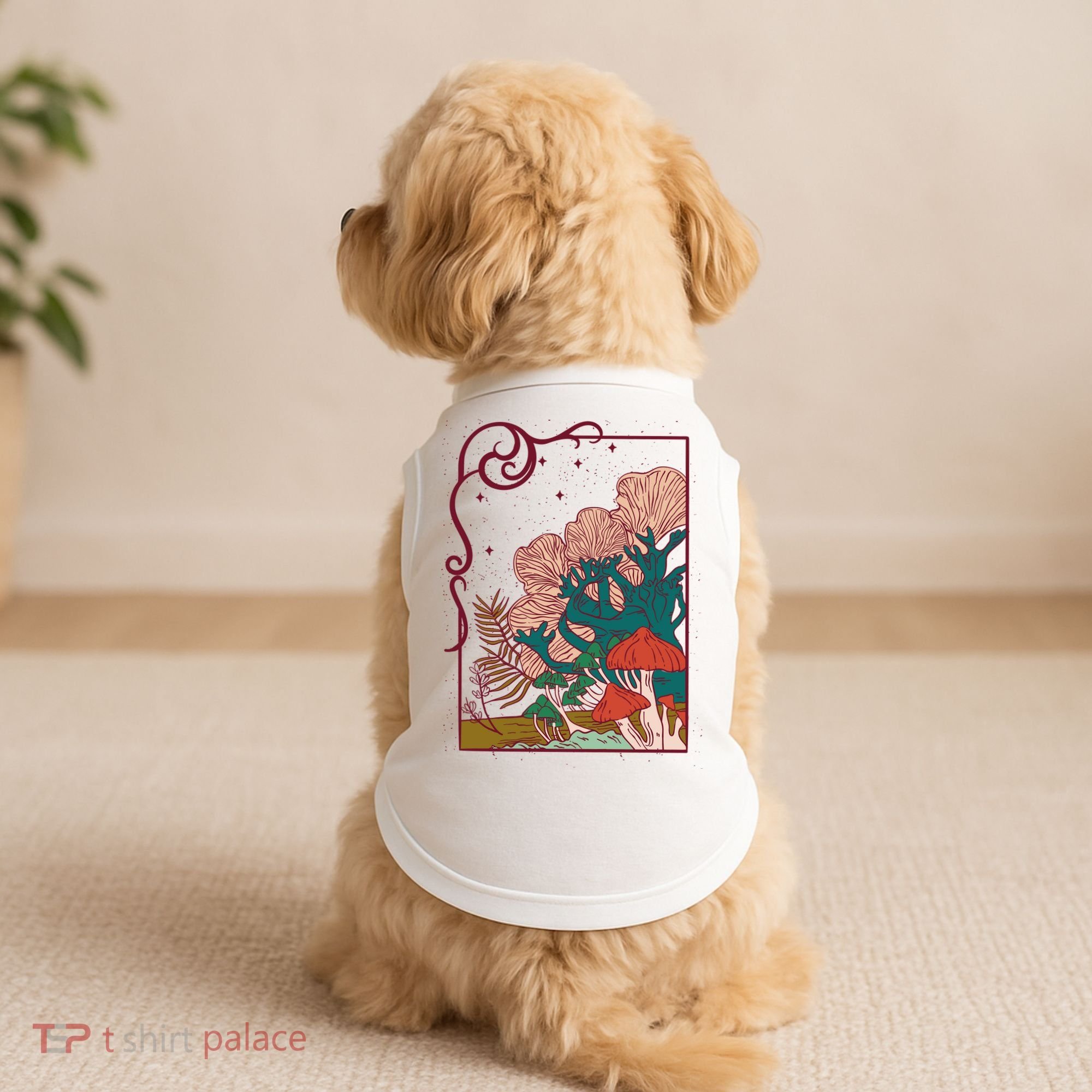 Cool Mushrooms Illustration Doggie Tank