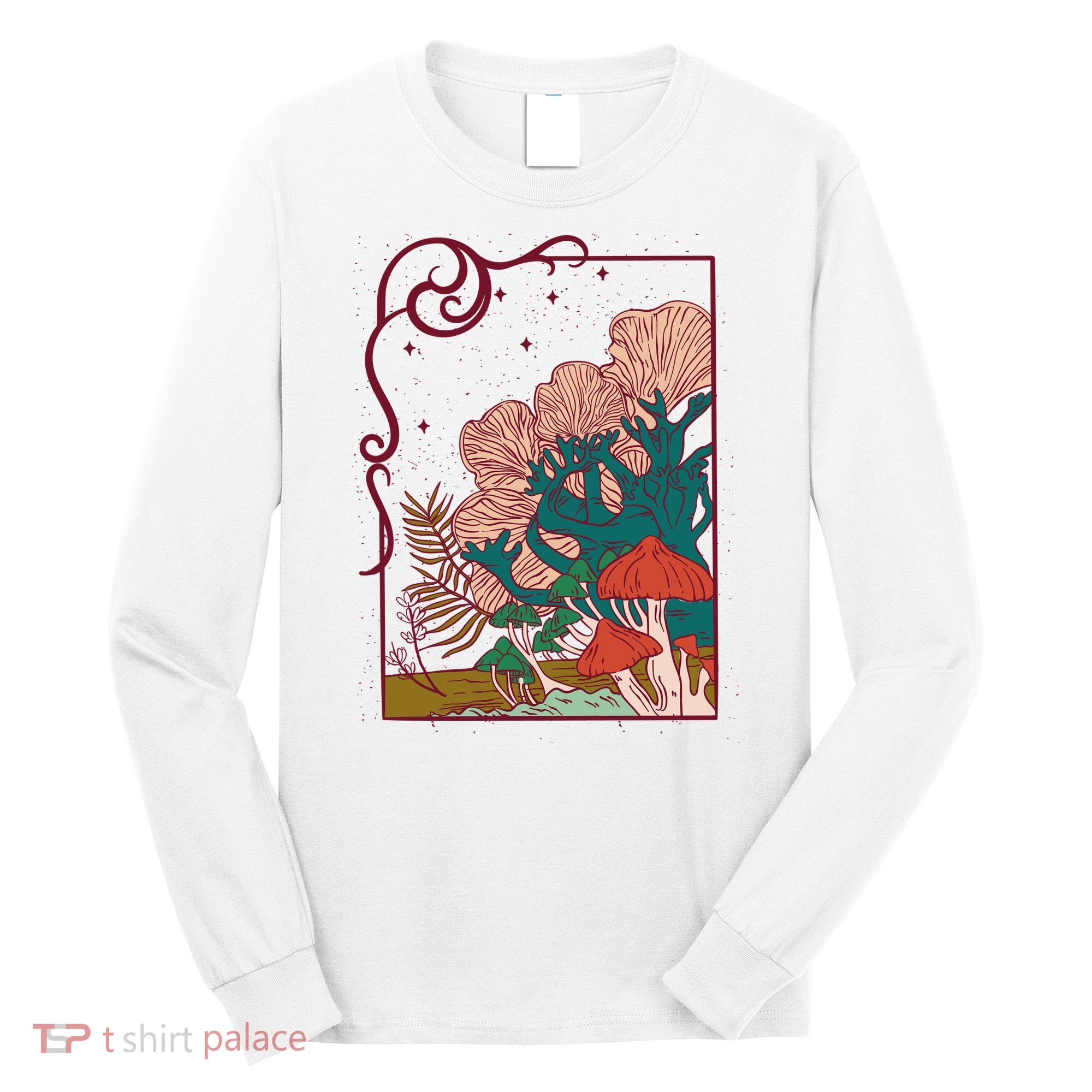 Cool Mushrooms Illustration Long Sleeve Shirt