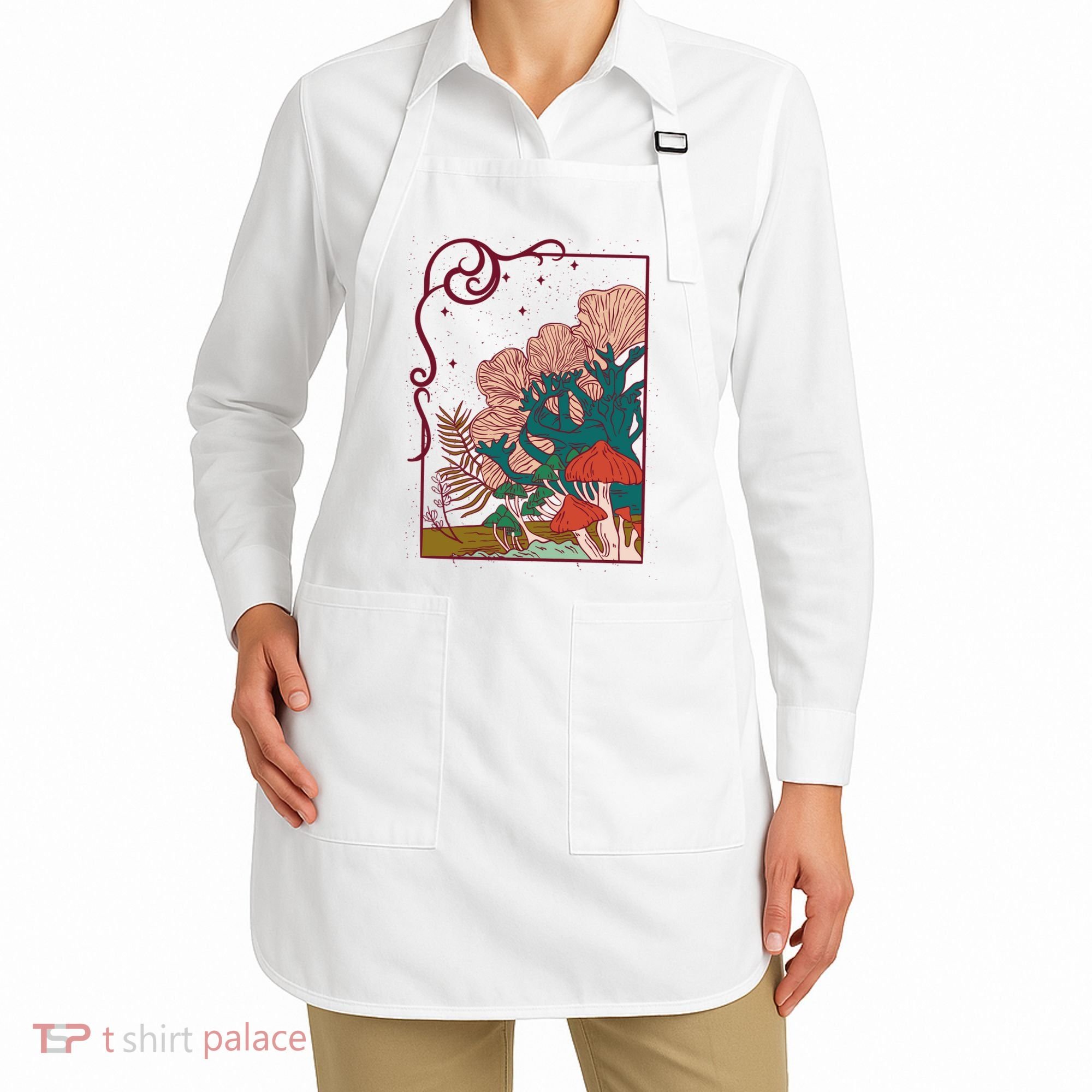 Cool Mushrooms Illustration Apron